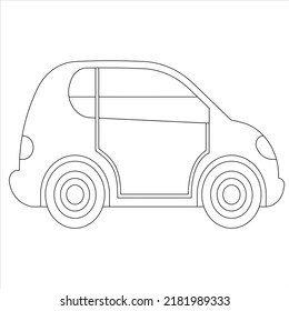 car line vector illustration, isolated on white background, toy car coloring page for kids 