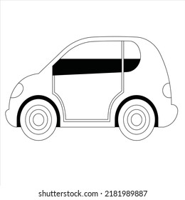 car line vector illustration, isolated on white background, toy car coloring page for kids 
