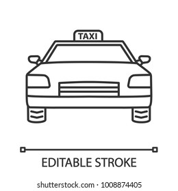 Car Linear Icon. Taxi. Thin Line Illustration. Automobile. Contour Symbol. Vector Isolated Outline Drawing. Editable Stroke