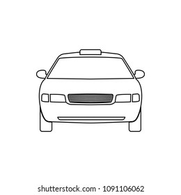 Car linear icon. Taxi. Thin line illustration. Automobile. Contour symbol. Vector isolated outline drawing. Editable stroke