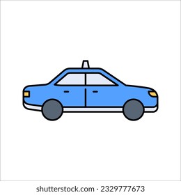 Lineares Autosymbol. Taxi. Dünne Illustration. Automobil. Vektorgrafik auf weißem Hintergrund