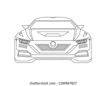 Car linear vector illustration, front view, Car icon and illustration, Vector