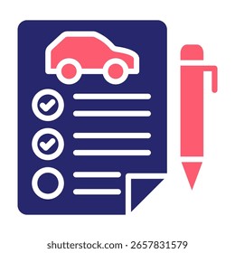 Car List Icon Fill Vector Illustration