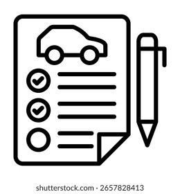Auto-Liste Symbol Linie Vektorgrafik