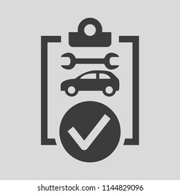 Car list icon on grey background. Vector illustration