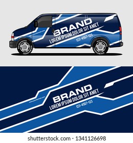 car livery blue van wrap design wrapping sticker and decal design for corporate company branding vector