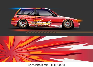 Car Livery Design With Sporty Abstract Background