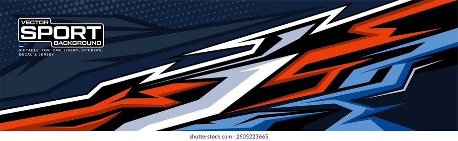 car livery design vector with exclusive colors. Graphic abstract stripe racing background kit designs for wrap vehicle