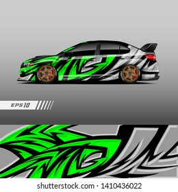 Car livery design vector. Graphic abstract stripe racing background kit designs for wrap vehicle, race car, rally and adventure.