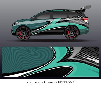 Car livery design vector. Graphic abstract stripe racing background designs for vehicle, race car, rally, adventure.