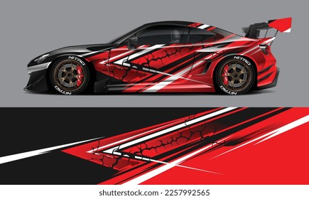car livery design vector. Graphic abstract stripe racing background designs for wrap