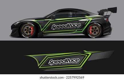 car livery design vector. Graphic abstract stripe racing background designs for wrap