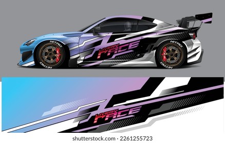 car livery design vector. Graphic abstract stripe racing background designs for wrap