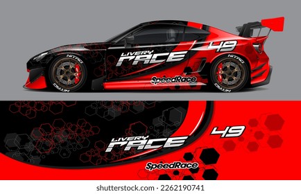 car livery design vector. Graphic abstract stripe racing background designs for wrap