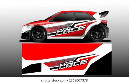 car livery design vector. Graphic abstract stripe racing background designs for wrap