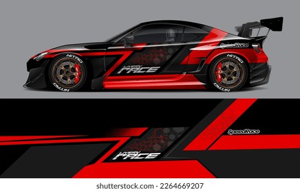 car livery design vector. Graphic abstract stripe racing background designs for wrap