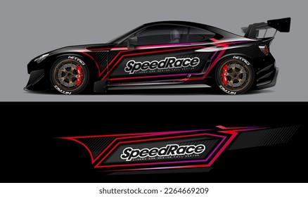 car livery design vector. Graphic abstract stripe racing background designs for wrap