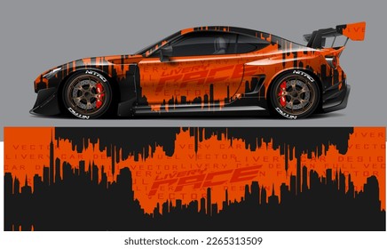 car livery design vector. Graphic abstract stripe racing background designs for wrap