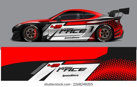 car livery design vector. Graphic abstract stripe racing background designs for wrap