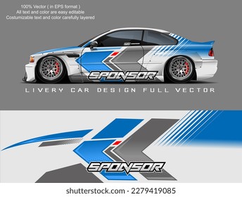 car livery design vector. Graphic abstract stripe racing background designs for wrap