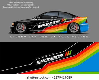 car livery design vector. Graphic abstract stripe racing background designs for wrap