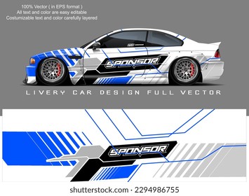  car livery design vector. Graphic abstract stripe racing background designs for wrap