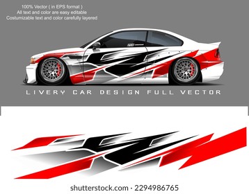  car livery design vector. Graphic abstract stripe racing background designs for wrap