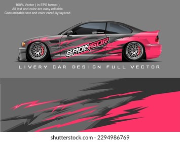  car livery design vector. Graphic abstract stripe racing background designs for wrap