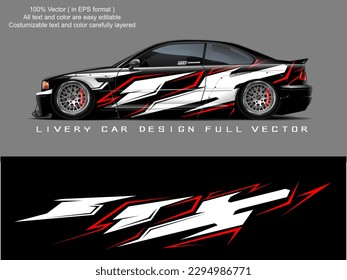  car livery design vector. Graphic abstract stripe racing background designs for wrap