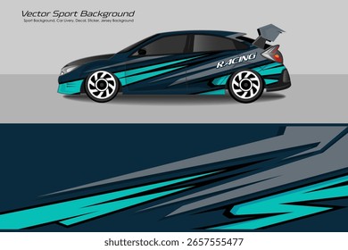Vector de diseño de librea de coche. Diseños de fondo de carreras de rayas abstractas gráficas para envolver EPS 10