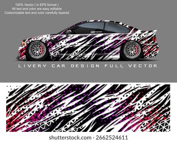 Vector de diseño de librea de coche. Diseños de fondo de carreras de rayas abstractas gráficas para envolver
