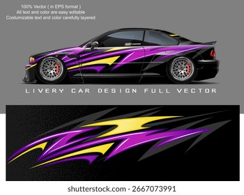 Vector de diseño de librea de coche. Diseños de fondo de carreras de rayas abstractas gráficas para envolver