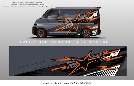 car livery design vector. Graphic abstract stripe racing background designs for wrap