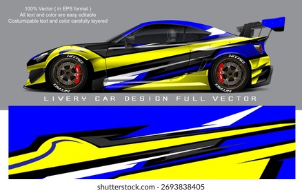 car livery design vector. Graphic abstract stripe racing background designs for wrap