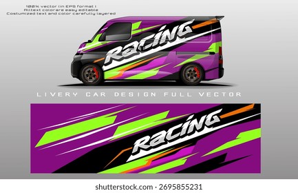 car livery design vector. Graphic abstract stripe racing background designs for wrap