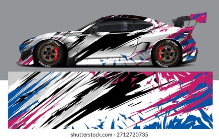 Vector de diseño de librea de coche. Diseños de fondo de carreras de rayas abstractas gráficas para envolver