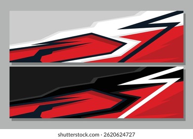 Car livery with geometric line shape, car wrap vector, Abstract line graphic design for wrapping vehicle in red color combination EPS 10