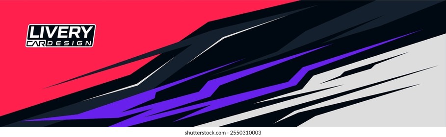 car livery with a geometric motif. Abstract sports background with exclusive colors, vector design for vehicle, banner, sport background.