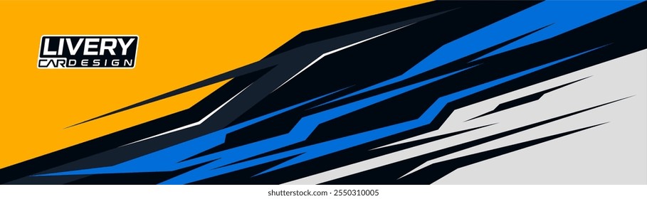 car livery with a geometric motif. Abstract sports background with exclusive colors, vector design for vehicle, banner, sport background.