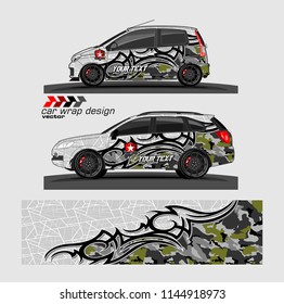 car livery Graphic vector. abstract Tribal with camouflage background for vehicle vinyl wrap