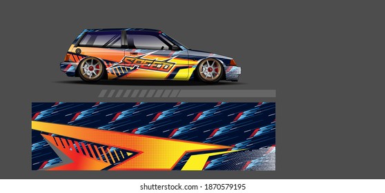 Autokollektion Grafische Vektorgrafik mit abstraktem Renndesign