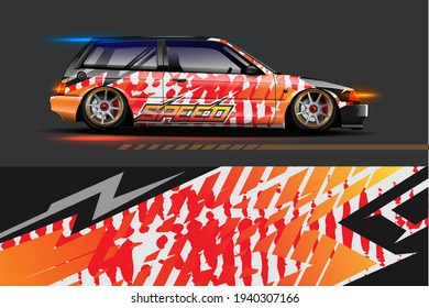Autokollektion Grafische Vektorgrafik mit abstraktem Renndesign	