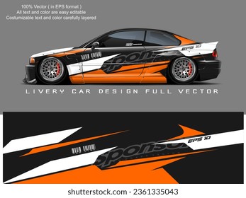 Auto-Livery-Grafik-Vektorgrafik. abstraktes Grunge-Hintergrund-Design für die Fahrzeug-Vinyl-Verpackung und die Automarkierung