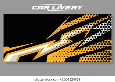 car livery graphic vector. abstract grunge background  black design for vehicle vinyl wrap and car branding in yellow and orange color