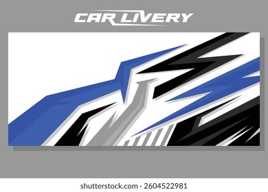 car livery graphic vector. abstract grunge background color white design for vehicle vinyl wrap and car branding in color blue
