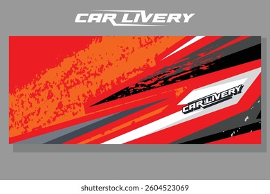 car livery graphic vector. abstract grunge background design for vehicle vinyl wrap and car branding in red and black color