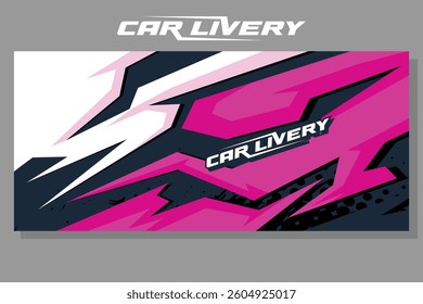 car livery graphic vector. abstract grunge background design for vehicle vinyl wrap and car branding in pink and black color