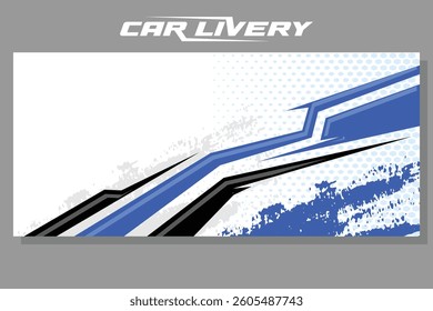 car livery graphic vector. abstract grunge background color white design for vehicle vinyl wrap and car branding in color blue