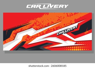 car livery graphic vector. abstract grunge background design for vehicle vinyl wrap and car branding in red and black color