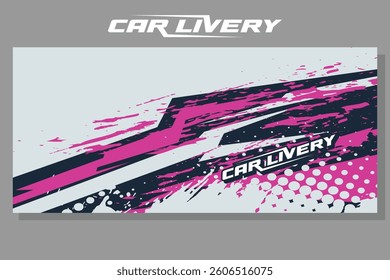car livery graphic vector. abstract grunge background design for vehicle vinyl wrap and car branding in pink and black color